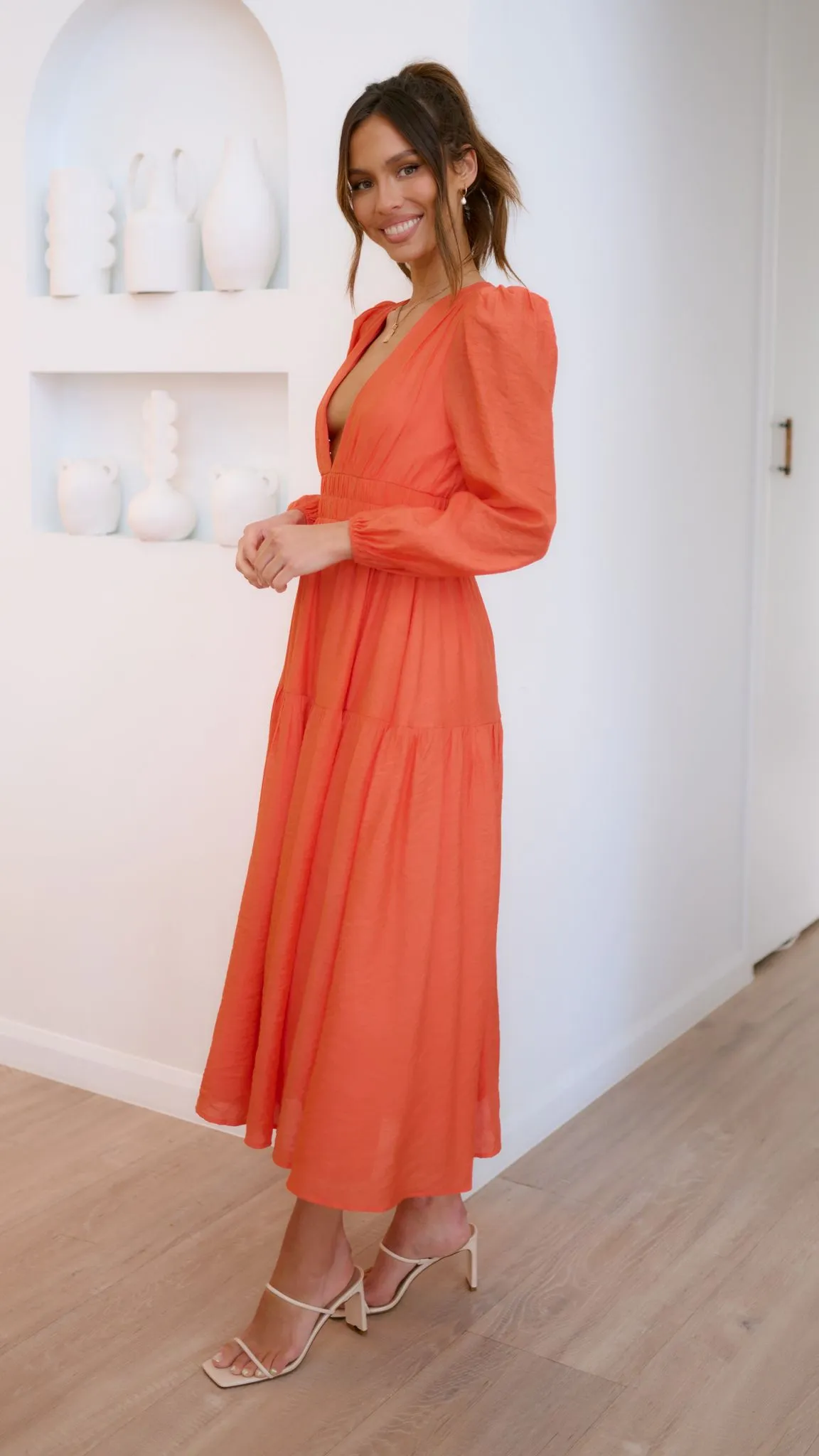 Erin Long Sleeve Midi Dress - Melon sold by Billy J product image thumbnail 3