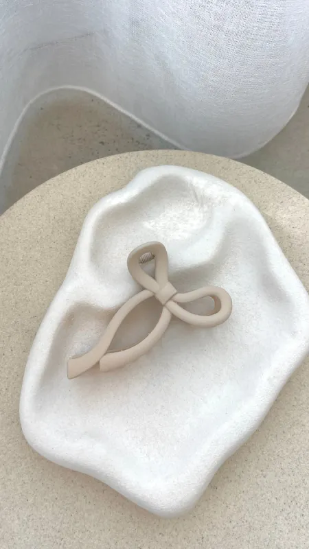 Matte Bow Claw Clip - Beige sold by Billy J