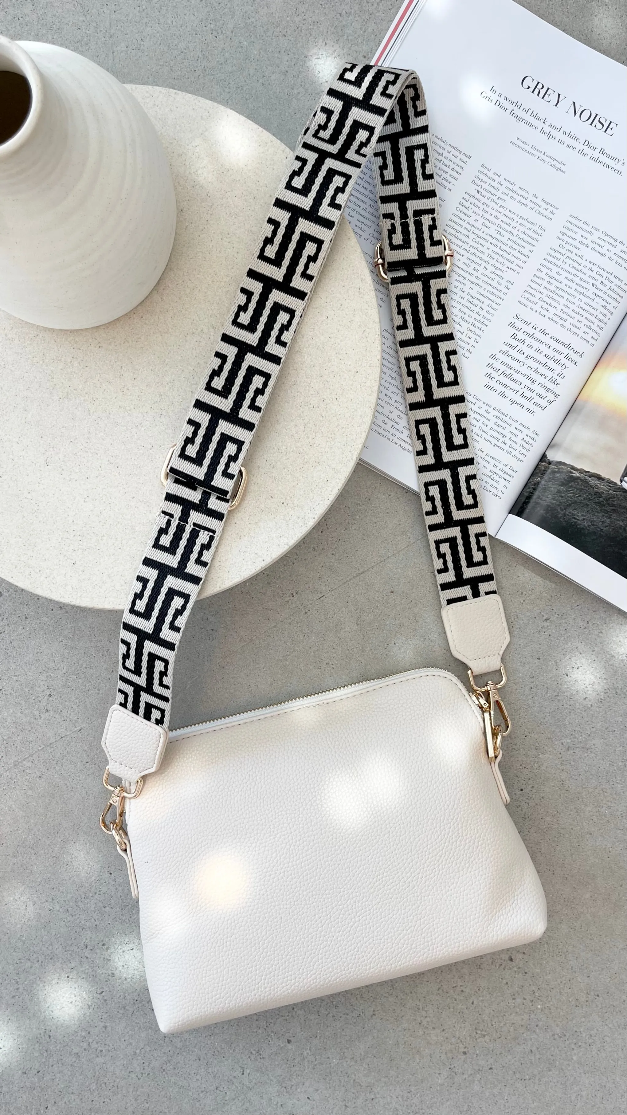 Giselle Geo Webbing Cross Body Bag - Cream sold by Billy J