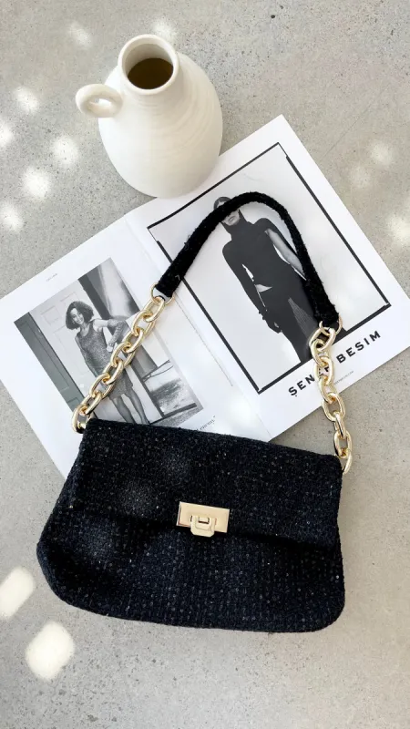 Fion Boucle Chain Strap Handbag - Black sold by Billy J