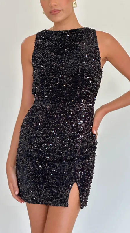 Cadelaria Sequin Mini Dress - Black sold by Billy J