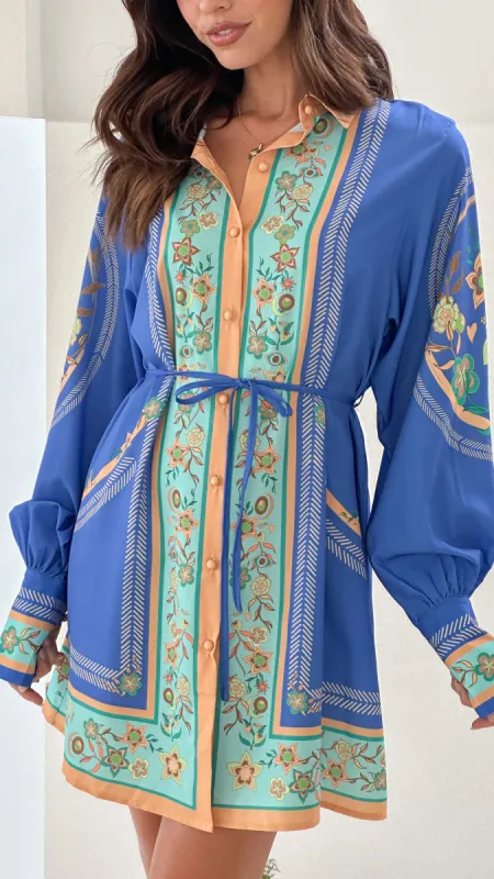 Coco Long Sleeve Mini Dress - Blue sold by Billy J