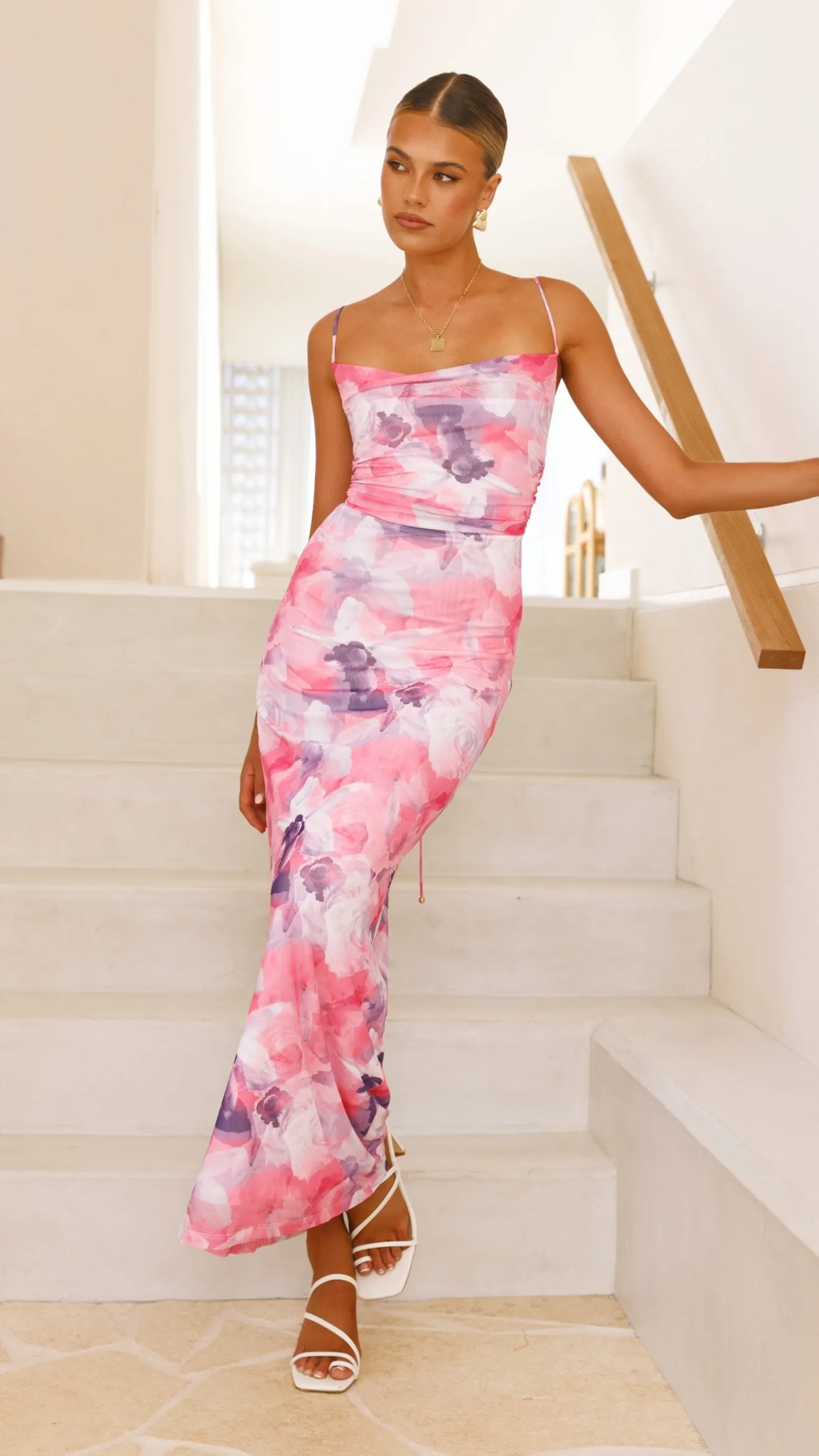 Ashley Maxi Dress - Pink Floral sold by Billy J