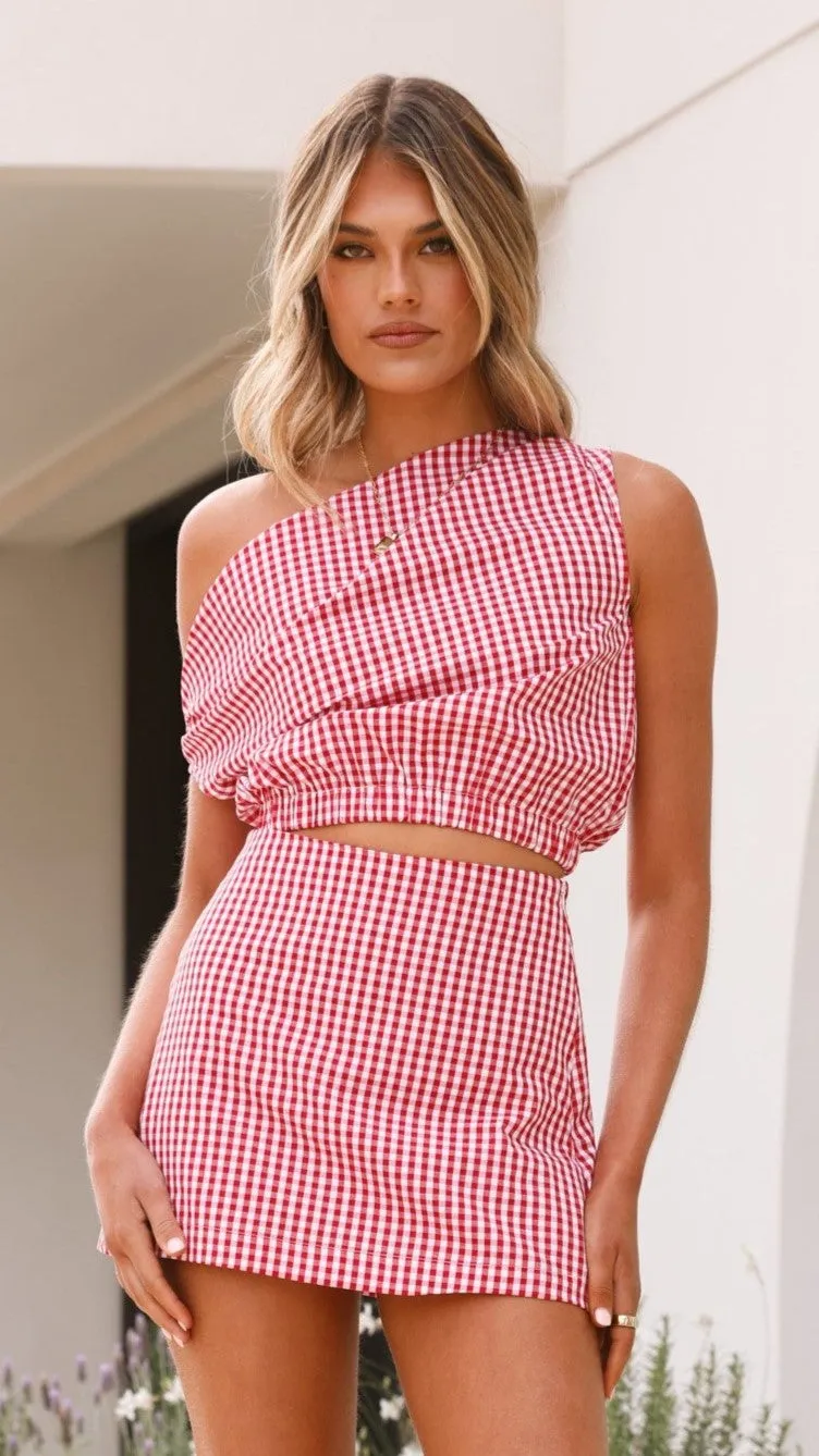 Jeane Top - Red Gingham sold by Billy J