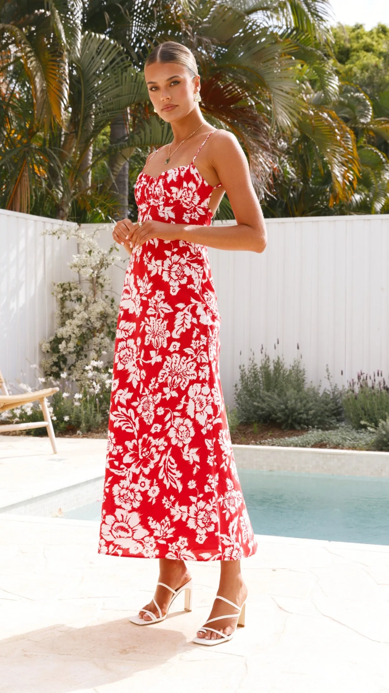 Margie Midi Dress - Red Floral sold by Billy J product image thumbnail 3