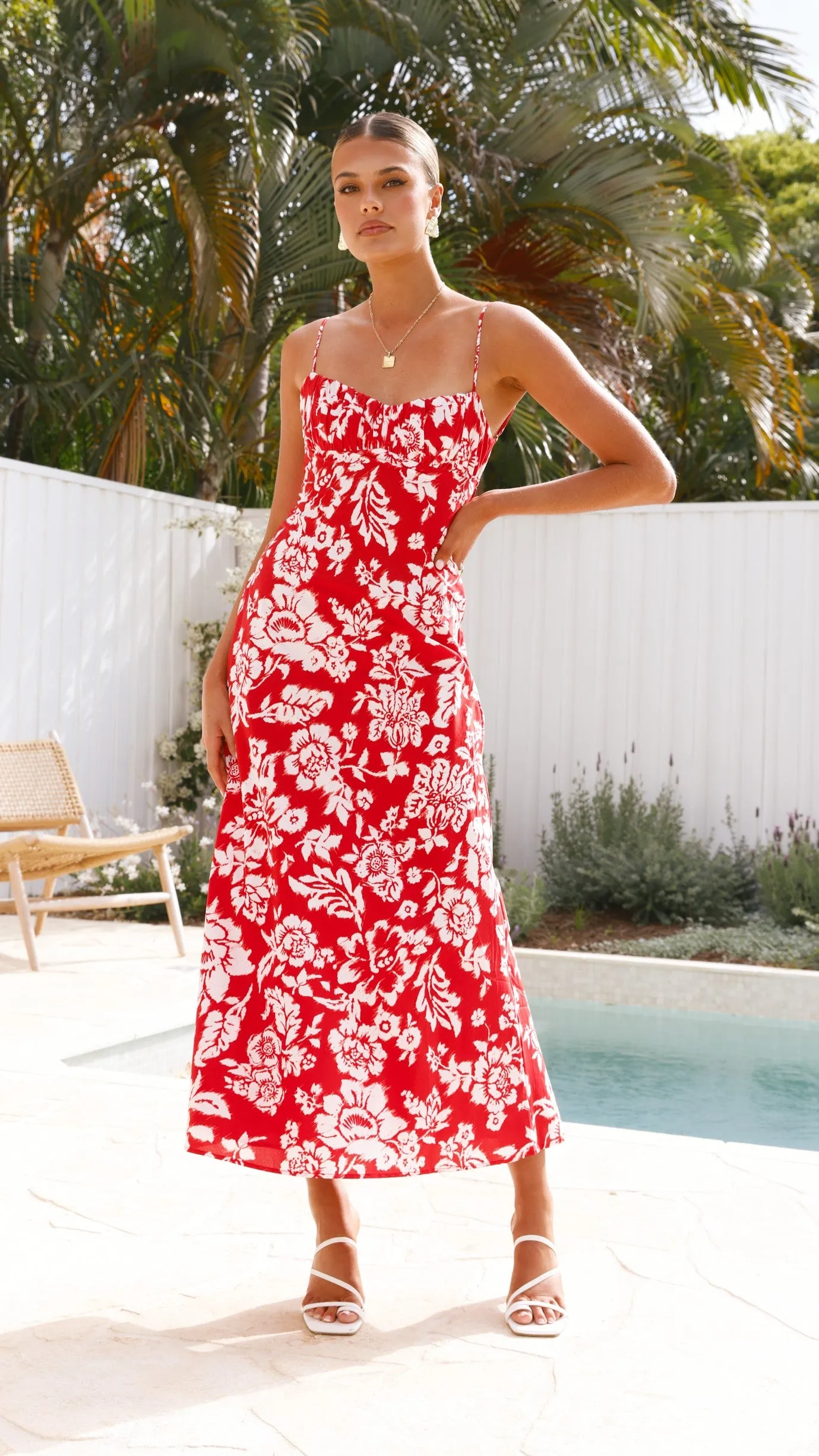 Margie Midi Dress - Red Floral sold by Billy J product image thumbnail 4