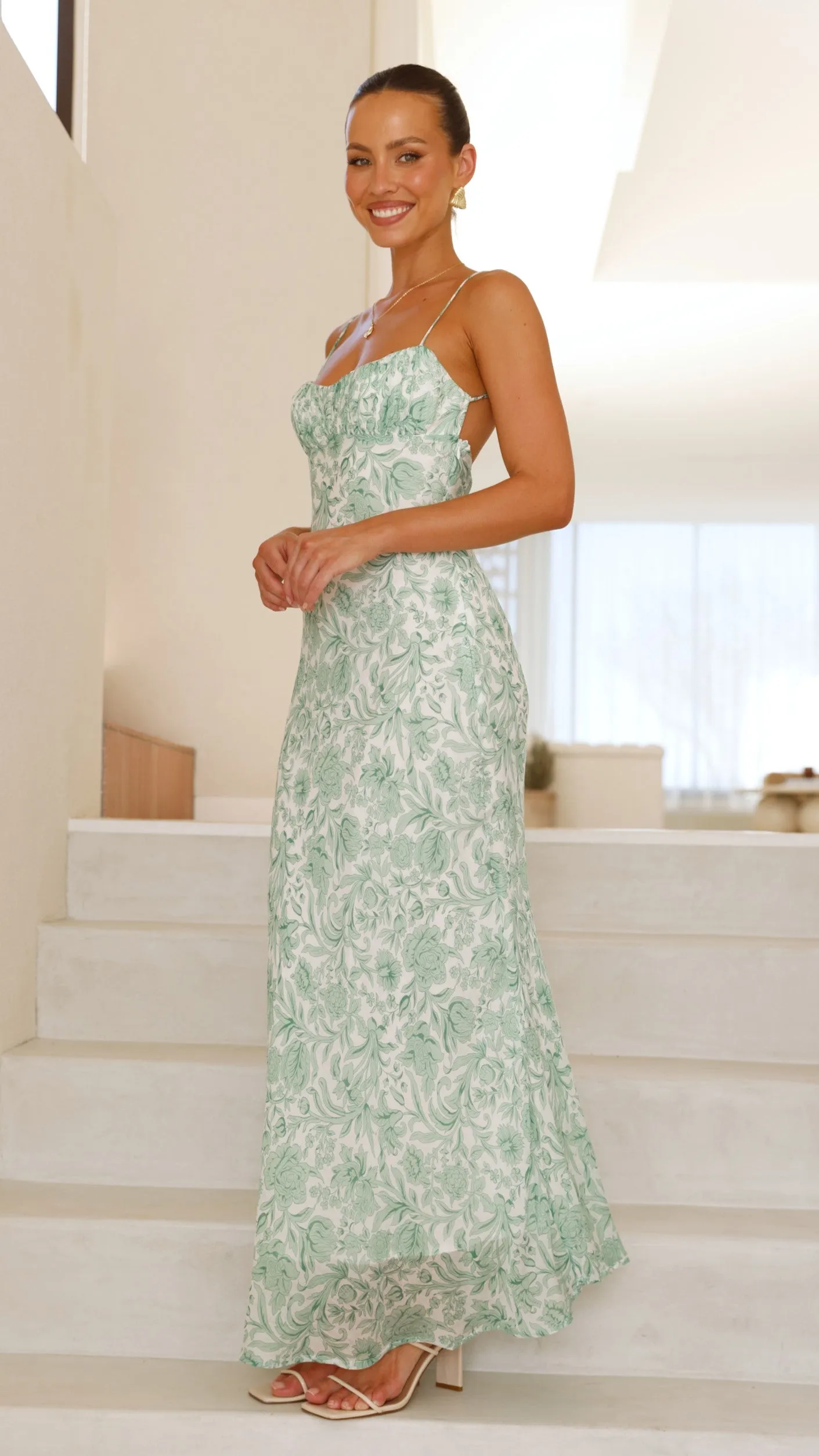 Margie Midi Dress - Green Flower sold by Billy J product image thumbnail 5