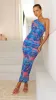 Callia Midi Dress - Blue / Pink Print sold by Billy J
