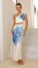 Emily One Shoulder Maxi Dress - Ivory / Blue sold by Billy J
