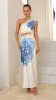 Emily One Shoulder Maxi Dress - Ivory / Blue sold by Billy J