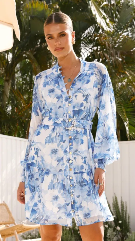 Zoi Mini Dress - Blue Floral sold by Billy J