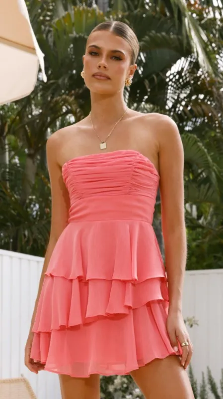 Alessia Mini Dress - Peach sold by Billy J