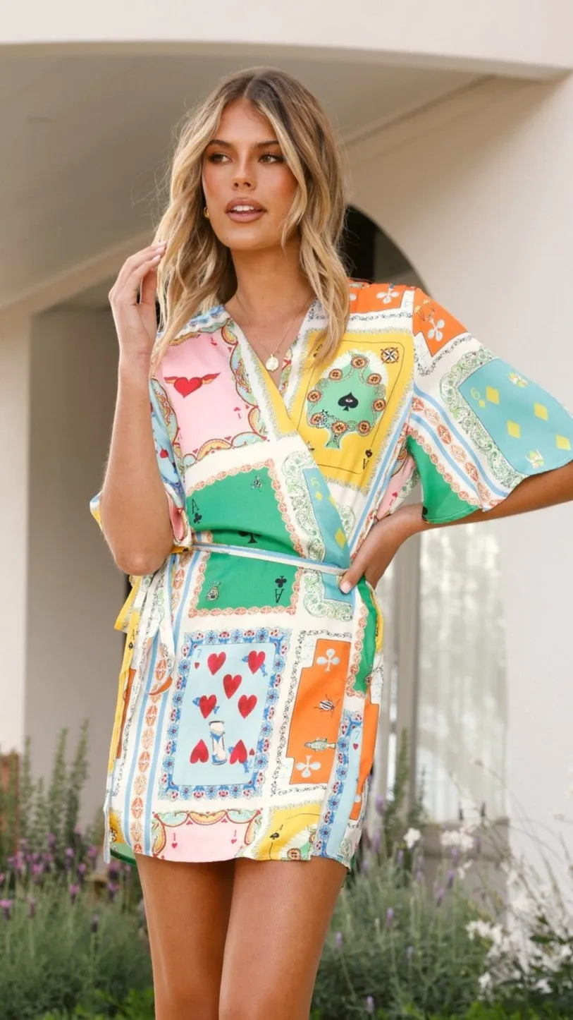 Olicia Wrap Dress - Poker Print sold by Billy J product image thumbnail 3