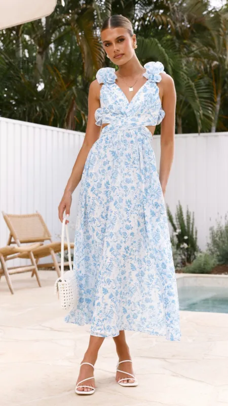 Galilhai Maxi Dress - Blue/White sold by Billy J