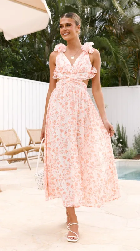 Galilhai Maxi Dress - Apricot Floral sold by Billy J