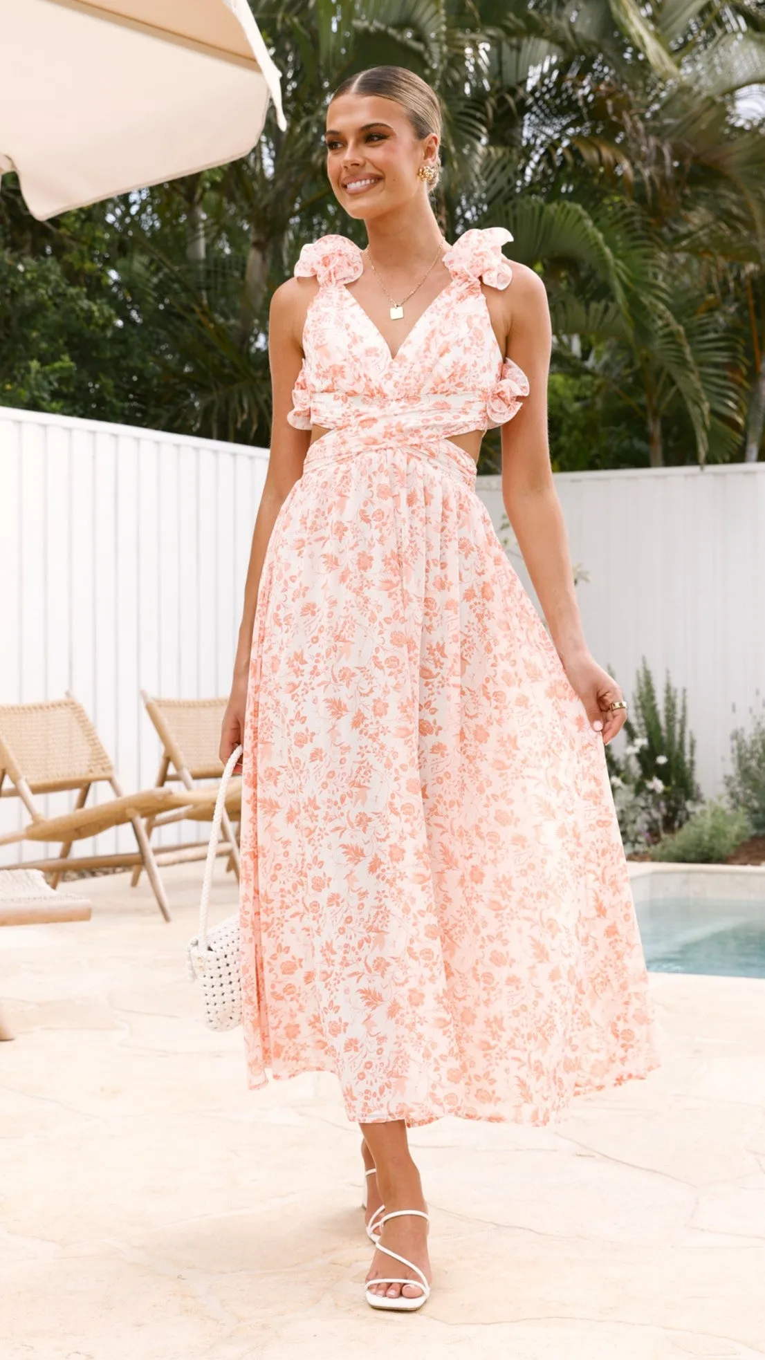 Galilhai Maxi Dress - Apricot Floral sold by Billy J