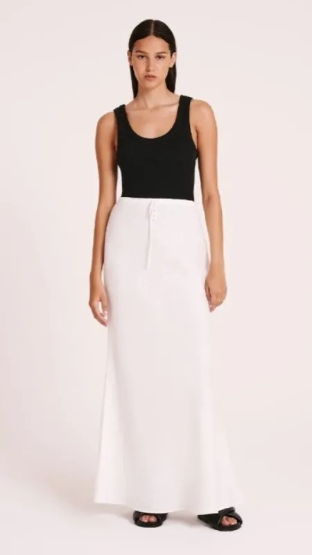 Amani Linen Maxi Skirt - White made by Nude Lucy