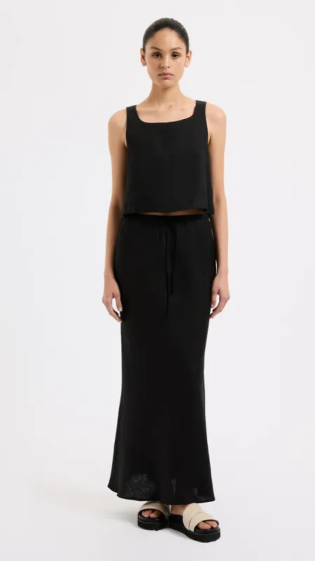 Amani Linen Maxi Skirt - Black made by Nude Lucy