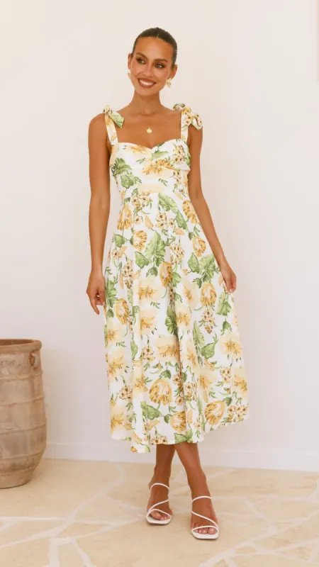 Blakely Midi Dress - Yellow Floral sold by Billy J