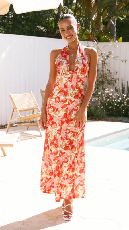 Meredith Maxi Dress - Orange Floral sold by Billy J