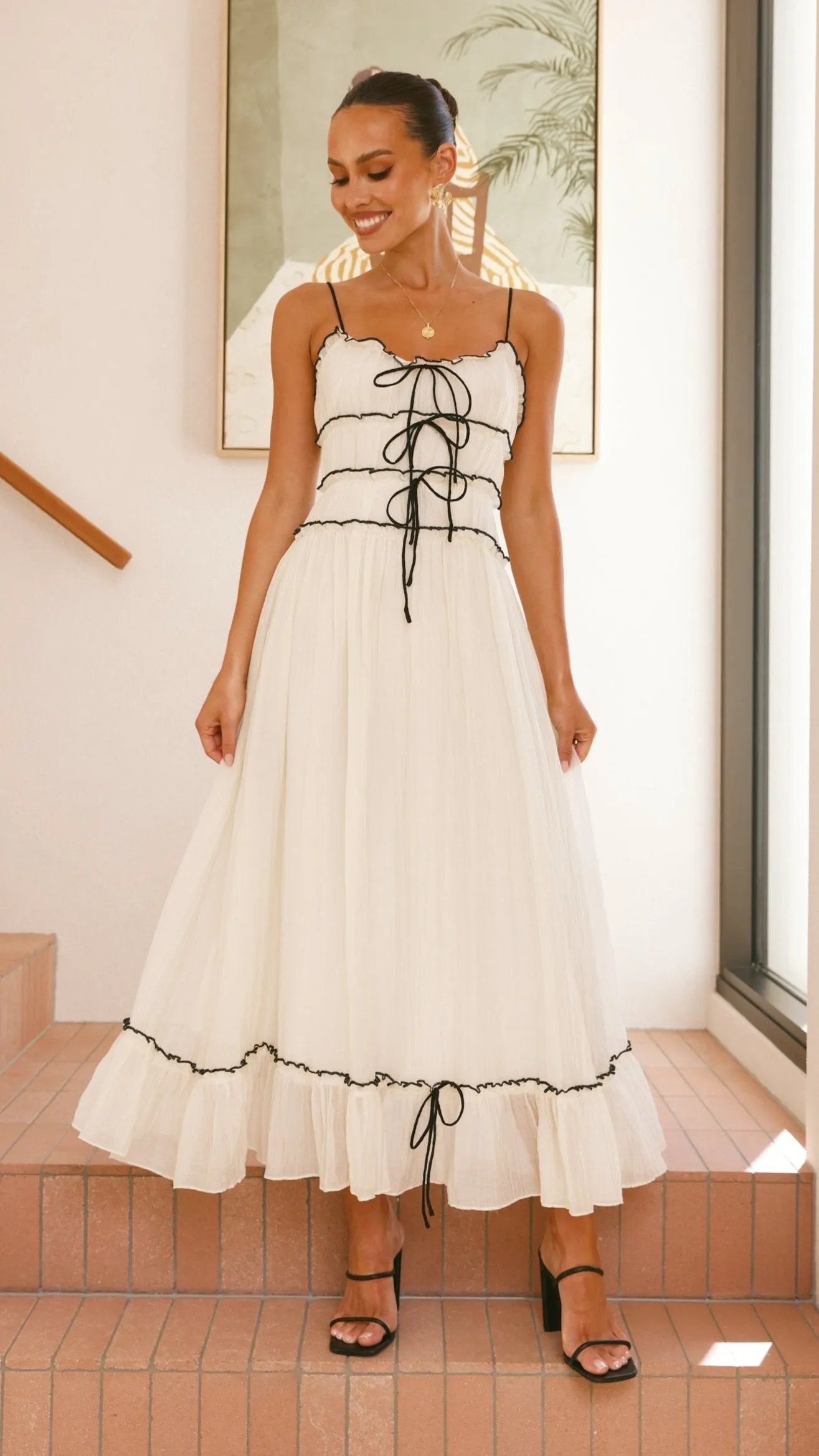 Halo Maxi Dress - White / Black sold by Billy J