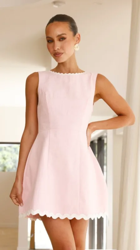 Aceline Mini Dress - Pink/White sold by Billy J
