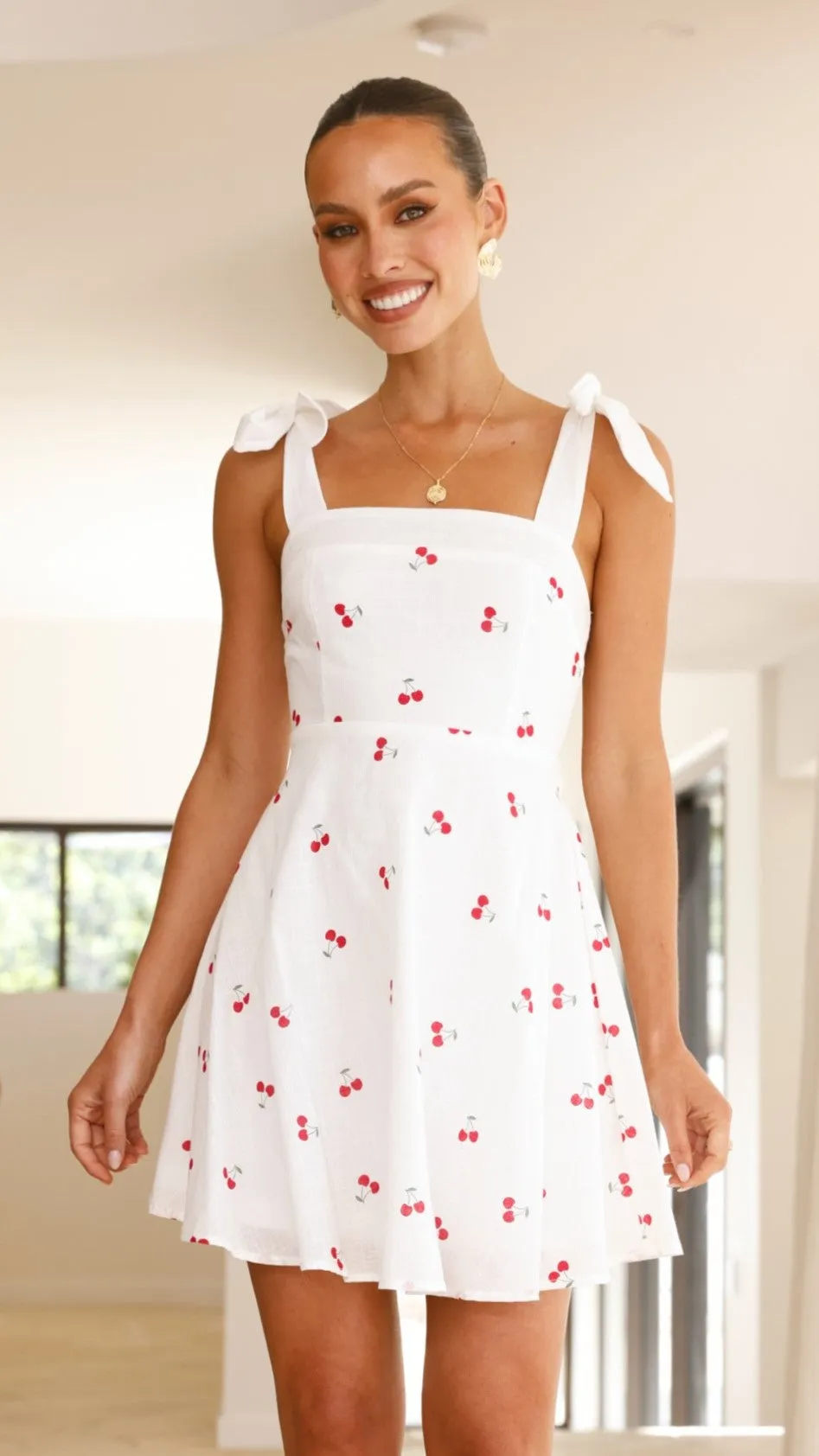 Emmelyn Mini Dress - White Cherry sold by Billy J