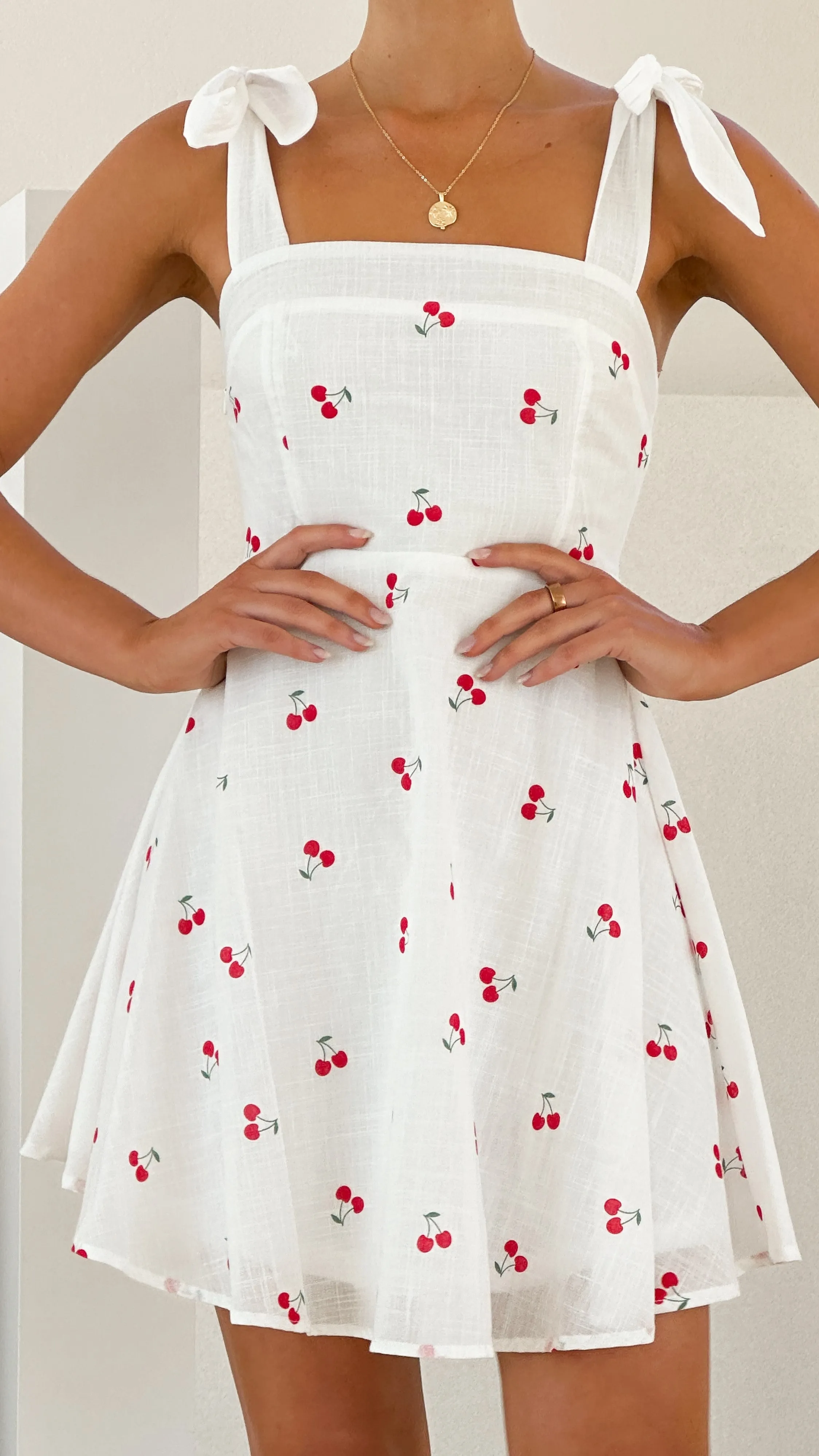 Emmelyn Mini Dress - White Cherry sold by Billy J product image thumbnail 3