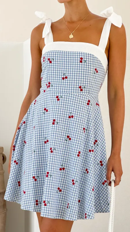 Emmelyn Mini Dress - Blue Gingham Cherry sold by Billy J