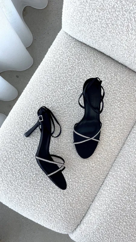 Vixin Heels - Black Satin Diamante sold by Billy J