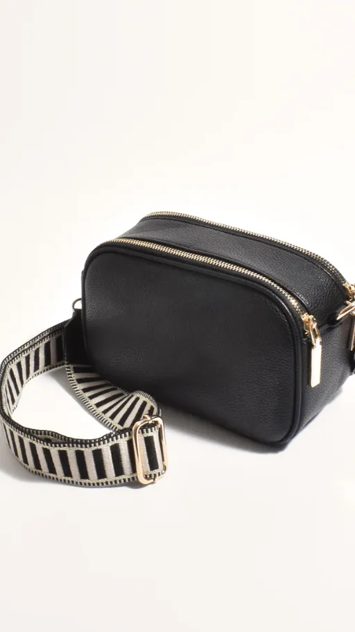 Bella Striped Webbing Camera Bag - Black sold by Billy J product image thumbnail 2