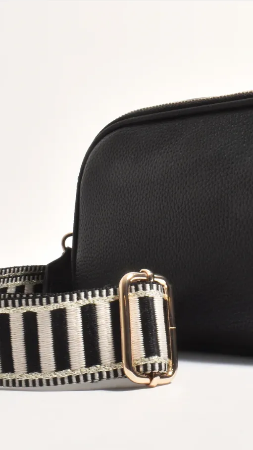 Bella Striped Webbing Camera Bag - Black sold by Billy J product image thumbnail 3