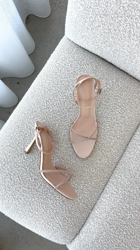Vixin Heels - Champagne Satin Diamante sold by Billy J