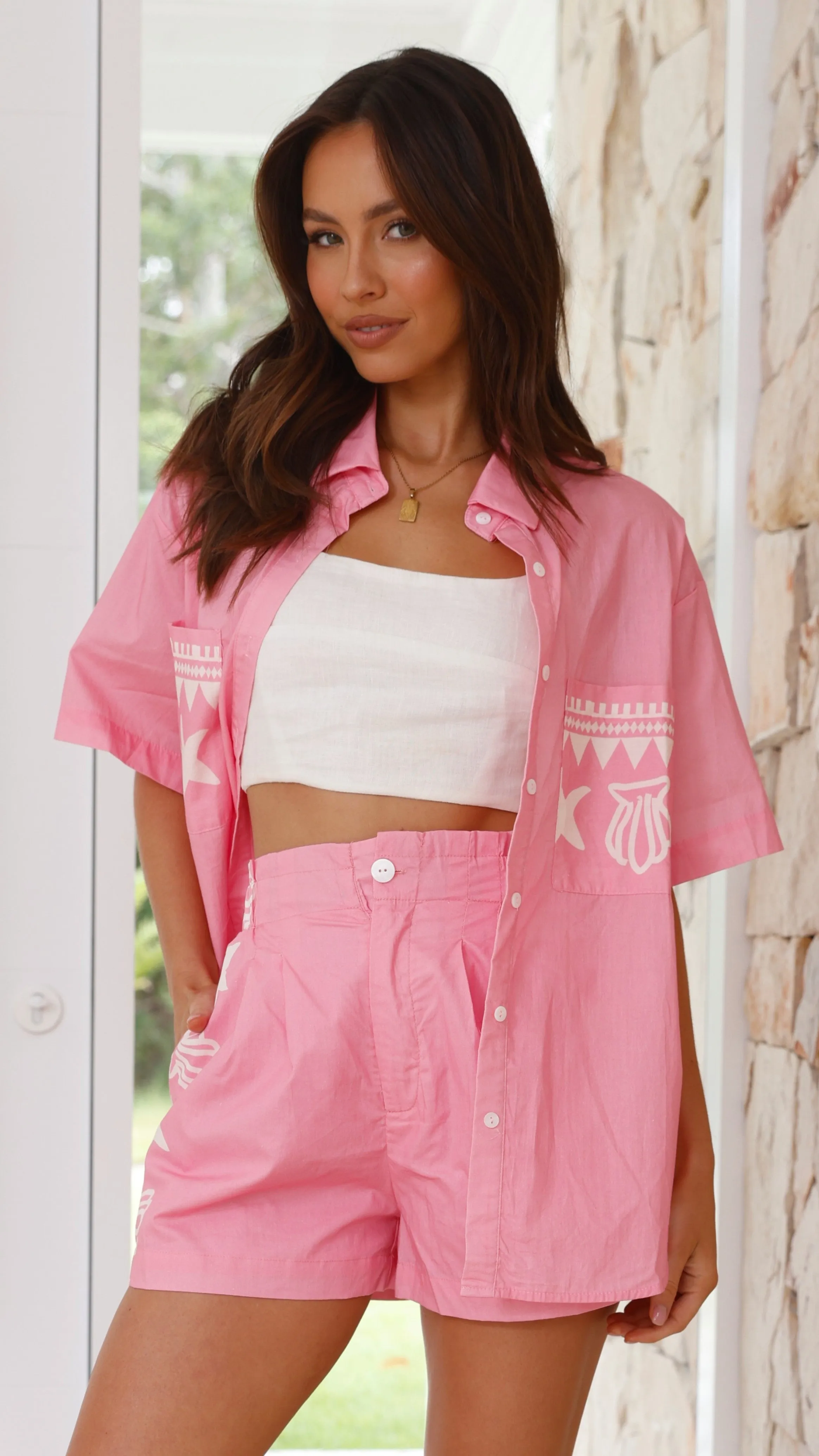 Ebrar Button Up Shirt - Pink Shell Collection sold by Billy J product image thumbnail 5