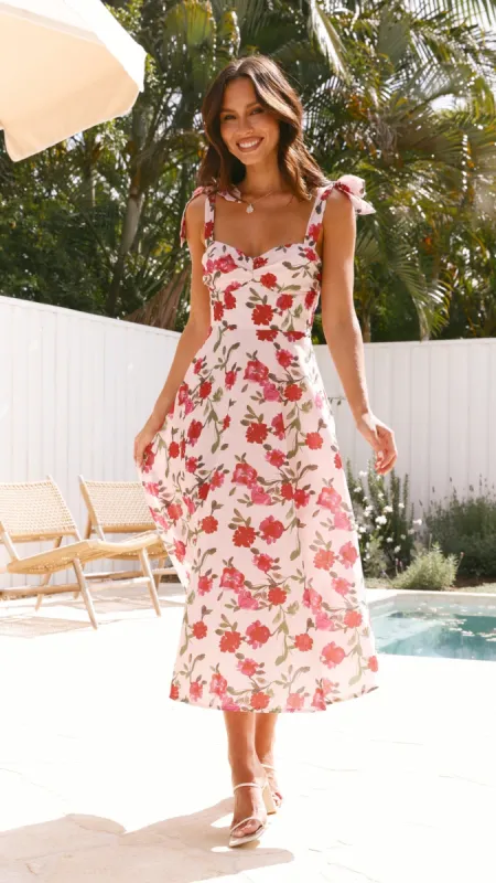 Sylvie Midi Dress - Pink Floral sold by Billy J