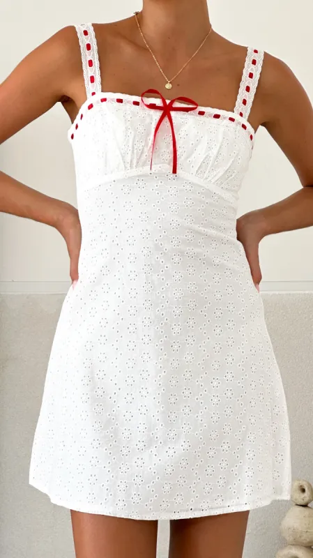 Romy Mini Dress - White/Red sold by Billy J