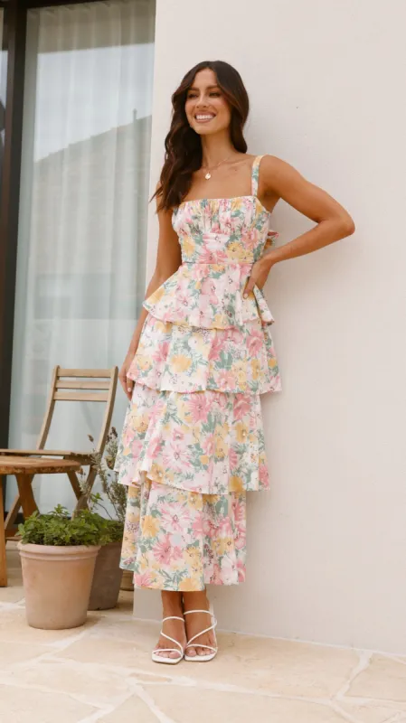 Page Maxi Dress - Blush / Yellow Floral sold by Billy J