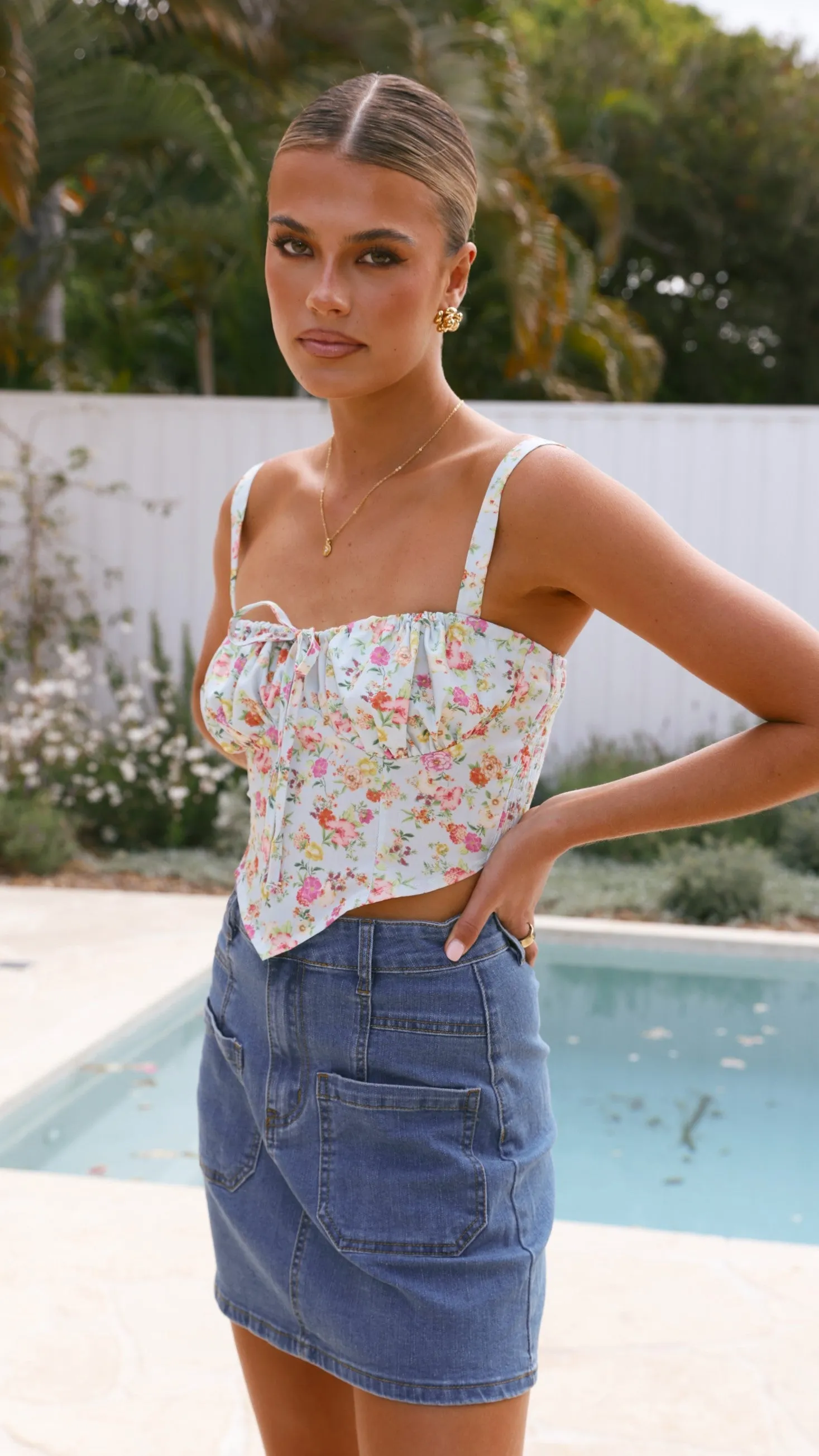 Ashton Top - Blue Floral sold by Billy J