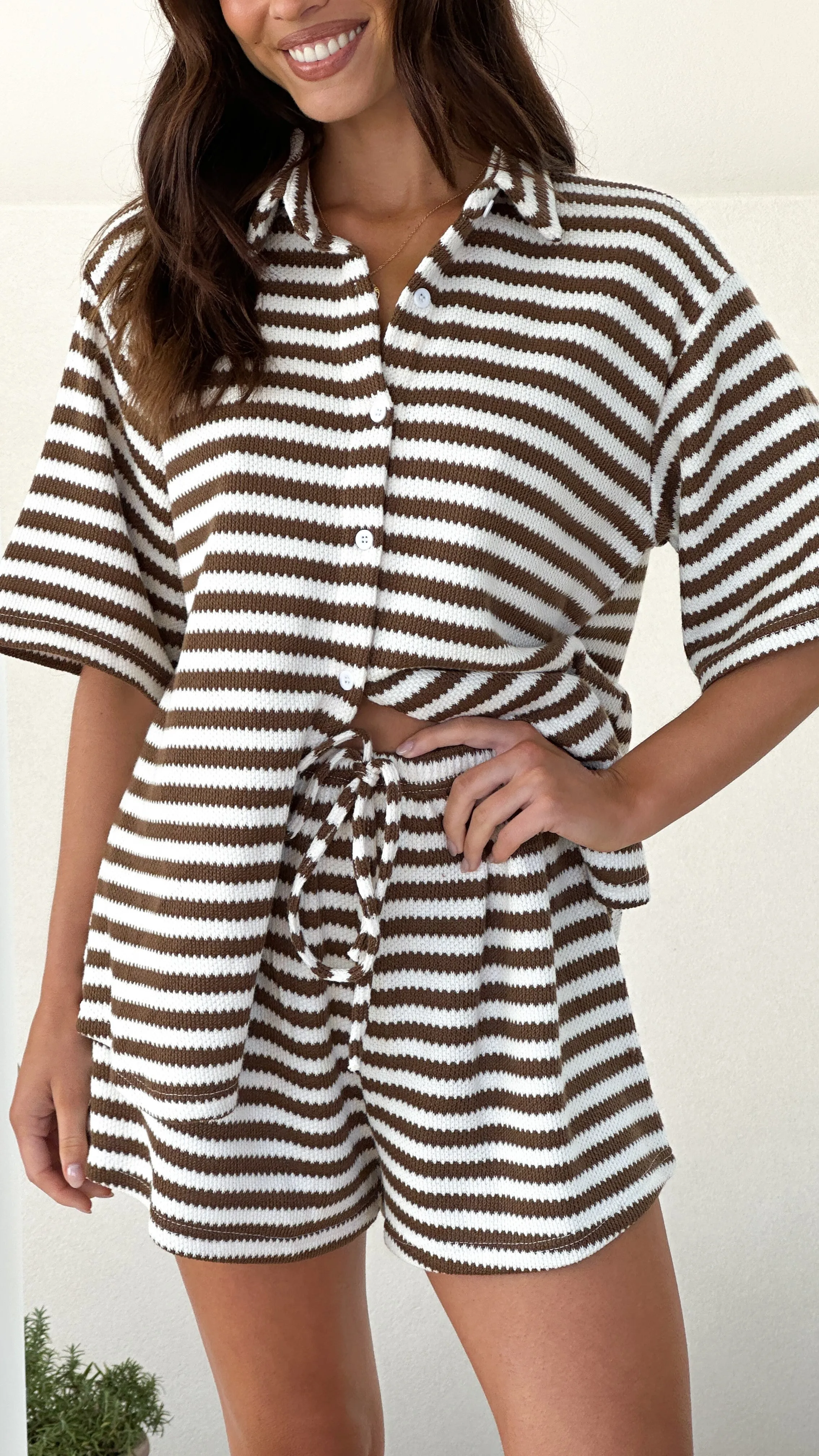 Romi Shirt and Shorts Set - Brown Stripe sold by Billy J product image thumbnail 3