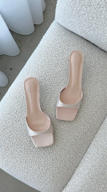 Yiri Heels - Champagne Satin Diamante sold by Billy J