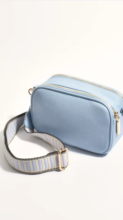 Bella Striped Webbing Camera Bag - Blue sold by Billy J