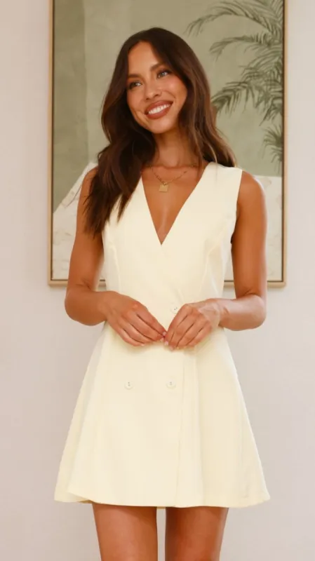 Hani Mini Dress - Soft Yellow sold by Billy J