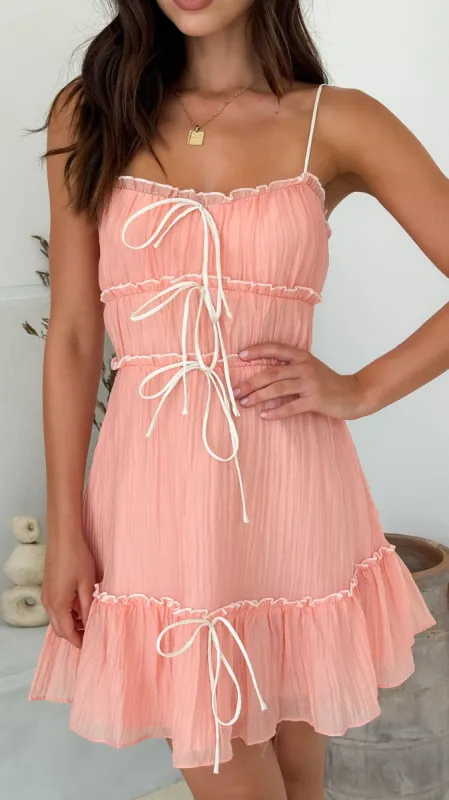 Halo Mini Dress - Apricot / White sold by Billy J