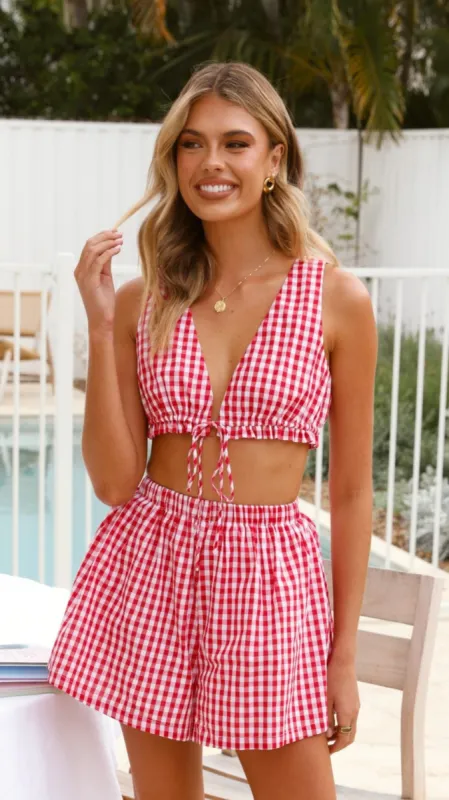 Jairo Crop Top - Picnic Red sold by Billy J