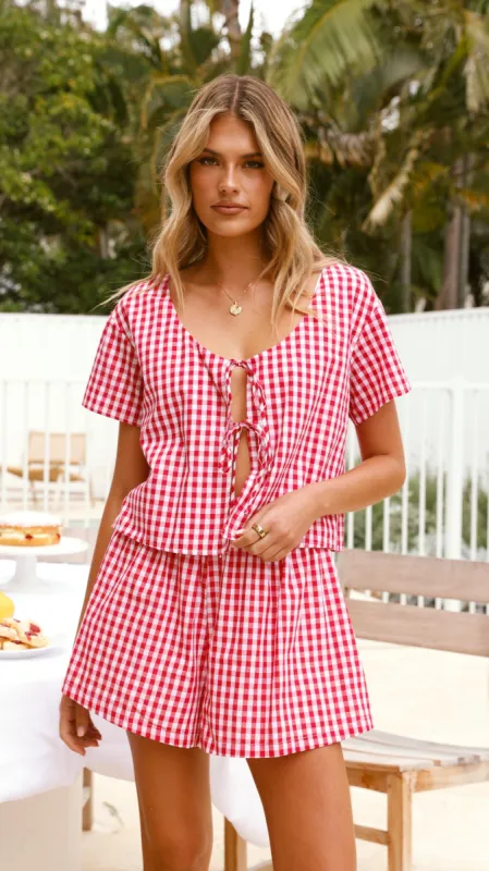 Jaiana Tie Top - Picnic Red sold by Billy J