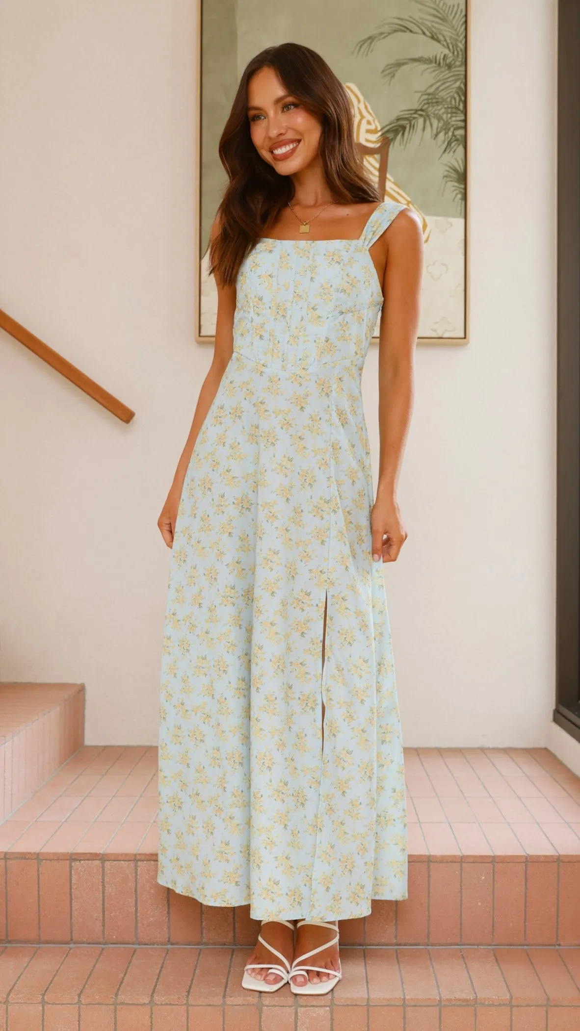 Kalea Midi Dress - Blue / Yellow Floral sold by Billy J product image thumbnail 5