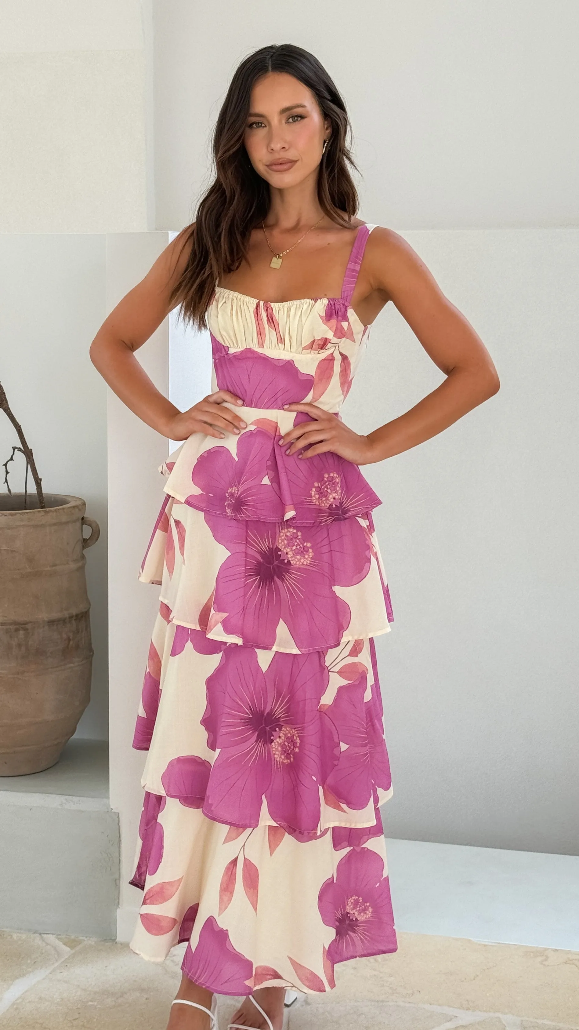 Page Maxi Dress - Yellow / Pink Floral sold by Billy J product image thumbnail 4