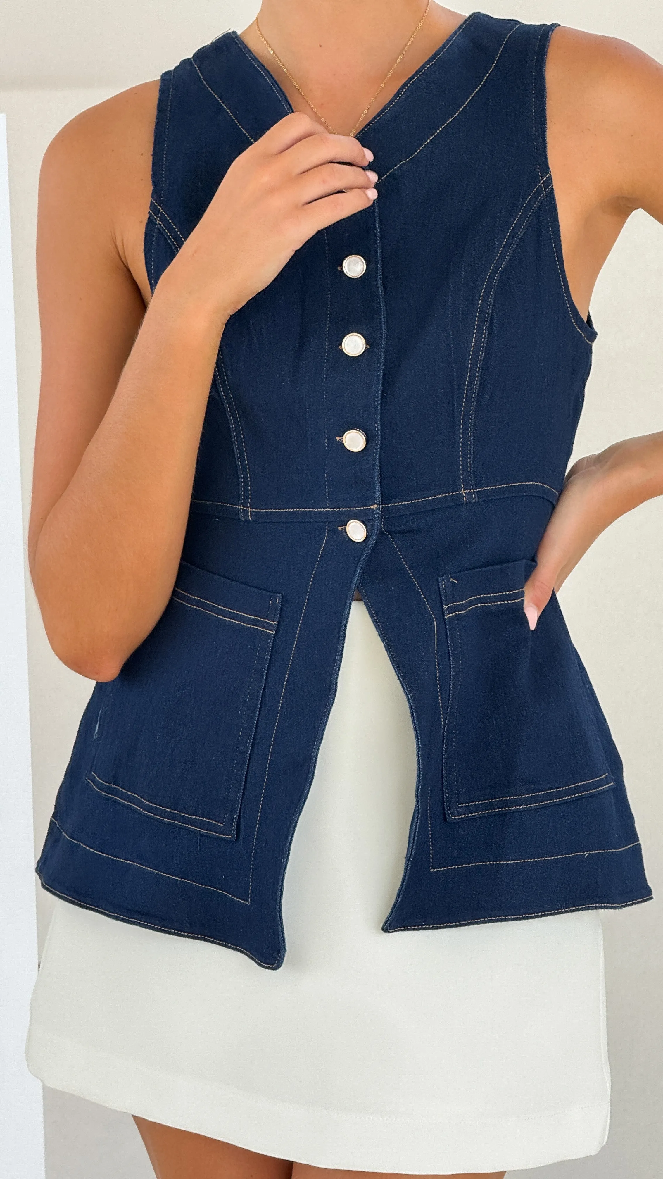 Olena Vest - Dark Denim sold by Billy J product image thumbnail 4