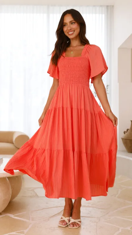 Lainey Midi Dress - Orange sold by Billy J