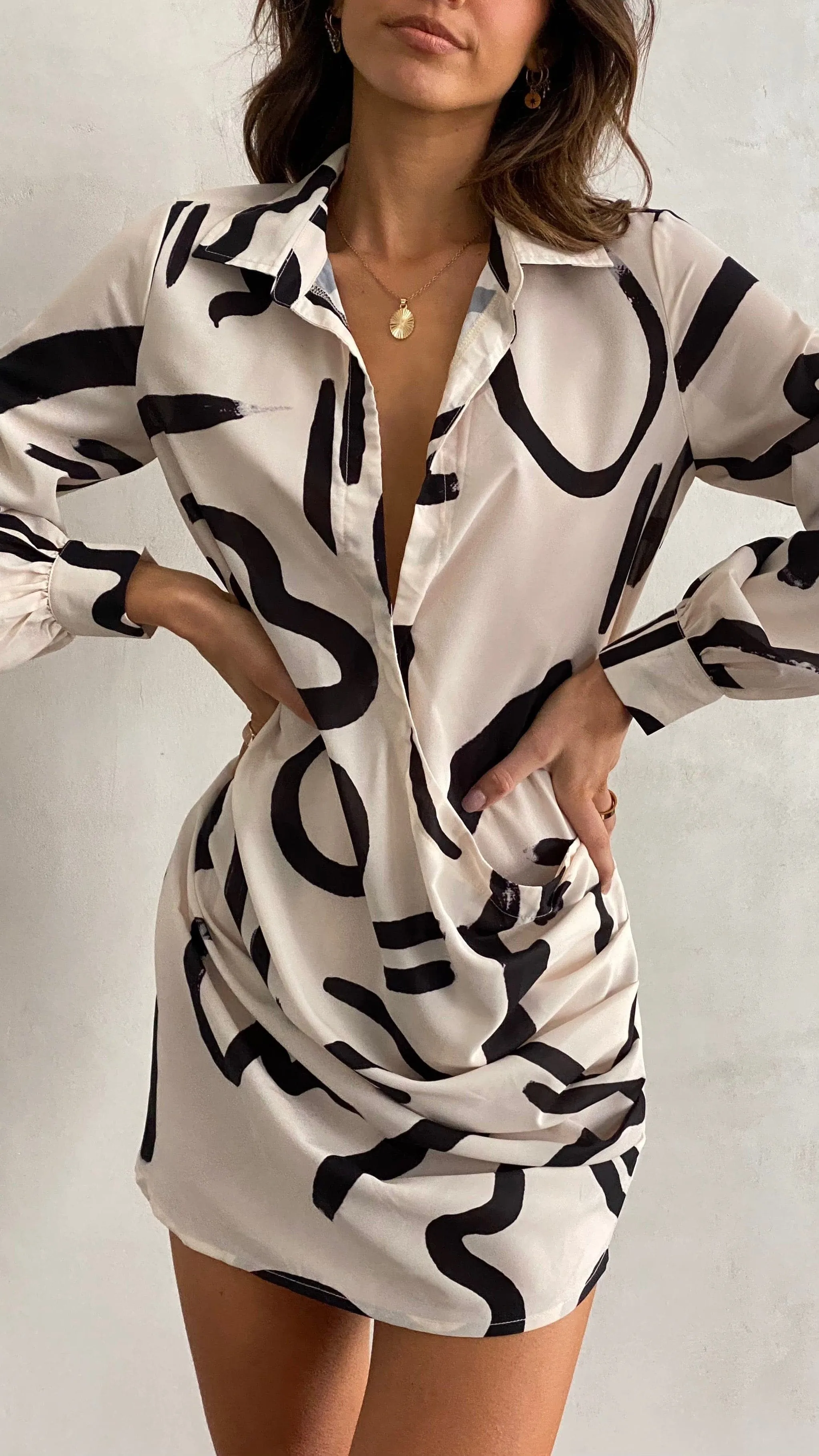 York Shirt Dress - Sand/Black sold by Billy J